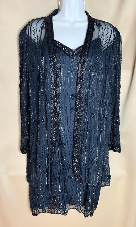 Nadine Boutique Dresses & Skirts - Nadine Boutique Black Beaded Sheath Dress and Jacket 5/6 Vintage